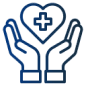 Here's an alt tag for the image: Caring hands holding a heart with a cross.